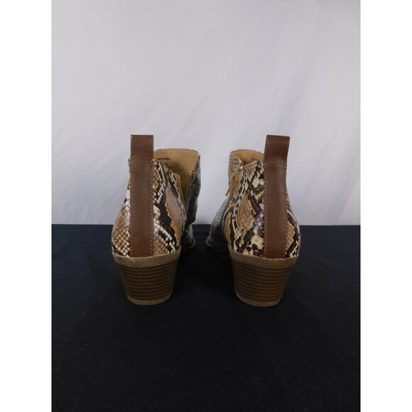Time and Tru Tan Snake Print Ankle Booties 8.5 - Block Heel Zip - Excellent - Picture 3 of 10